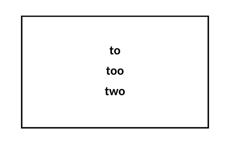 Homophones phonics flashcard front